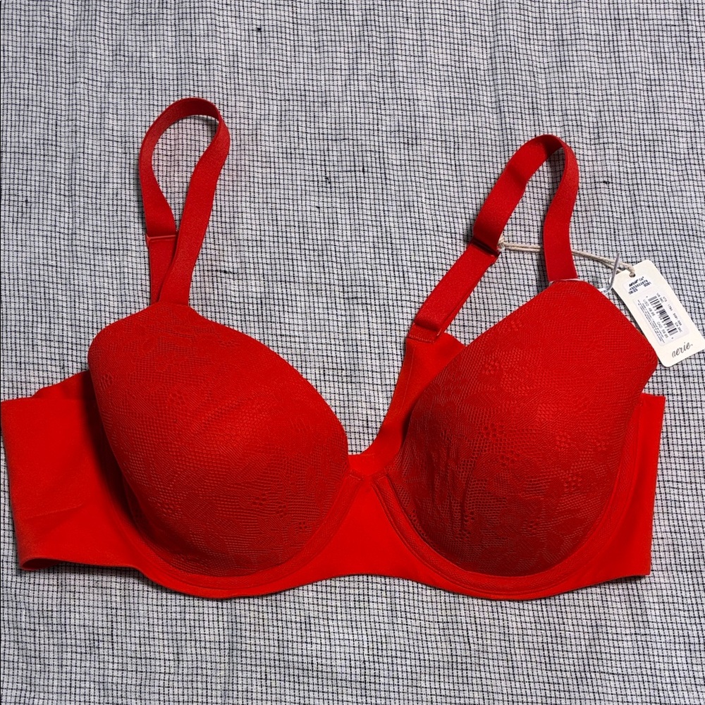 Smoothez Red Red Lace Full Coverage Underwire Bra 36C